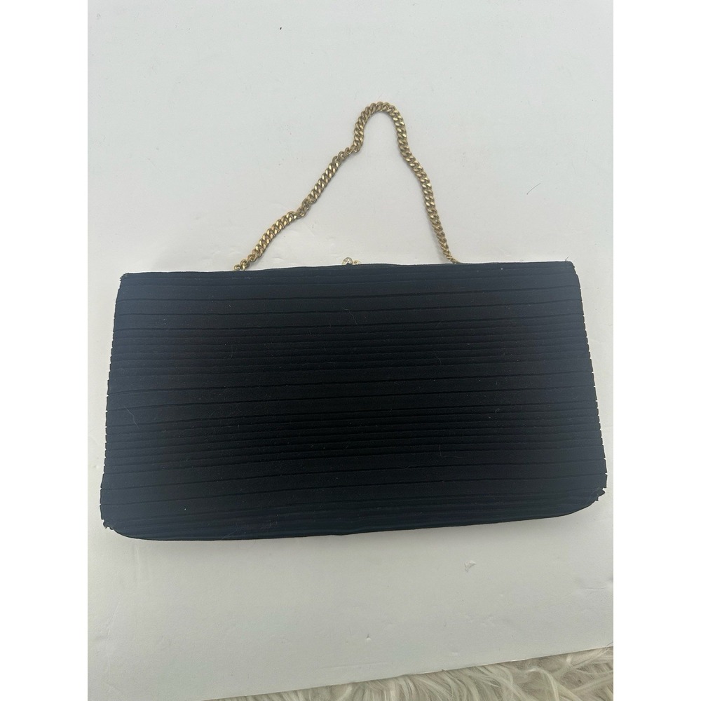 Vintage 1950s-1960s Black fabric Evening handbag Purse HL USA